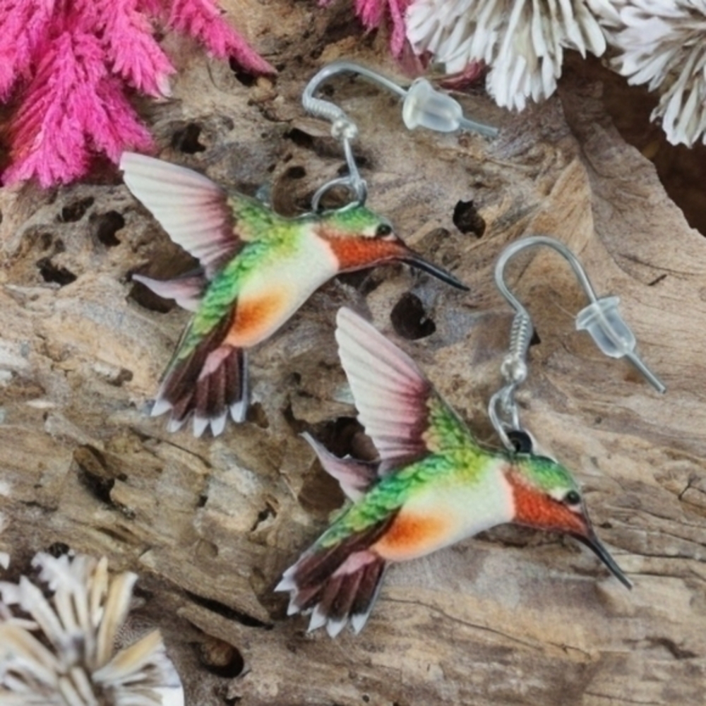 MODCLOTH LAZER CUT HUMMINGBIRD EARRINGS 1 - Picture 4 of 5